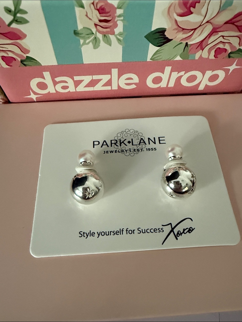 Park Lane Silver and Pearl Dovey Holiday Reversible Stud Earrings
